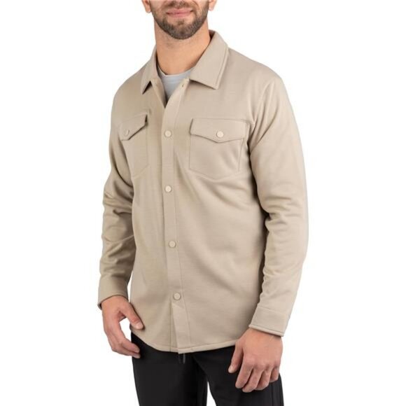 Men's Long Sleeve Button Down Lightweight Shirt Jacket w Flap Pockets Gridliner - Picture 2 of 4